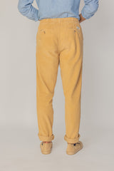 BELLAGIO - Pantalon Velours Côtelé Coton Coupe Loose Taille Élastiquée – Homme - Beige