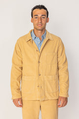 INDIANA - Veste Mixte Velours Côtelé Coton Coupe Droite Col Chemise – Beige
