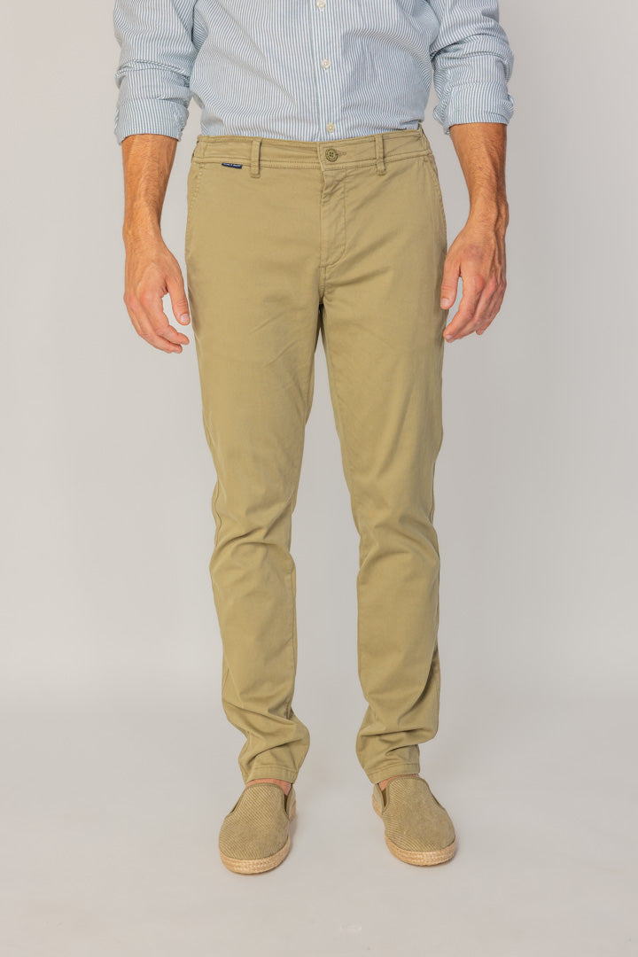OFFICER – Stretch cotton chino pants, straight cut – Men – Navy blue
