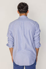 BRITISH – Chemise Lin Manches longues Coupe droite – Homme – Blanc/Marine