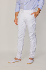 BRISTOL – Pantalon Chino Coton Stretch Coupe Regular Fit – Homme - Blanc