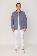 COLUMBUS - Veste Mixte – Toile Coton Canvas Coupe Droite – Bleu Stone
