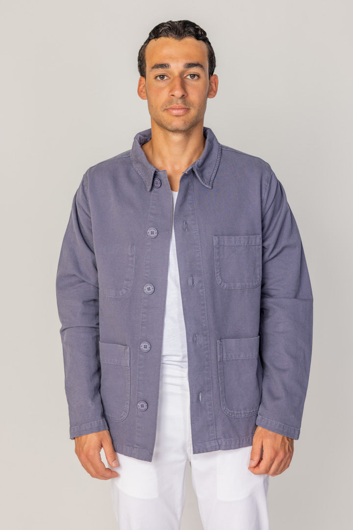 COLUMBUS - Veste Mixte – Toile Coton Canvas Coupe Droite – Bleu Stone