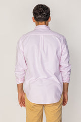 BRITISH – Chemise Lin Manches longues Coupe droite – Homme – Blanc/Rose