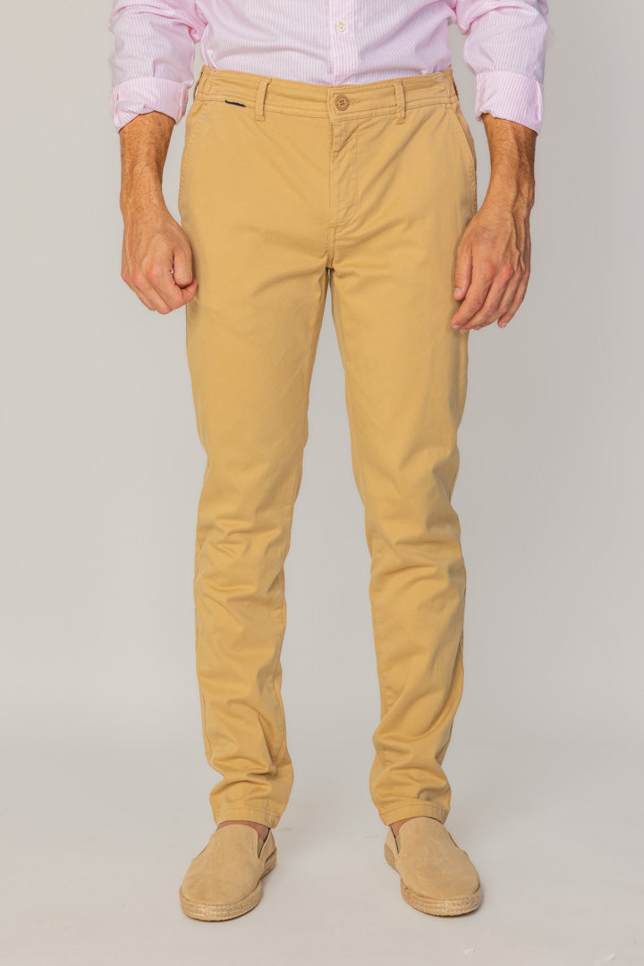 BRISTOL – Pantalon Chino Coton Stretch Coupe Regular Fit – Homme - Beige
