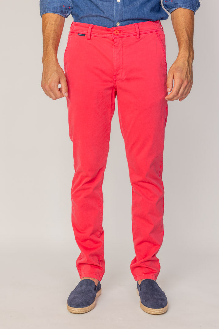 BRISTOL – Pantalon Chino Coton Stretch Coupe Regular Fit – Homme - Fraise