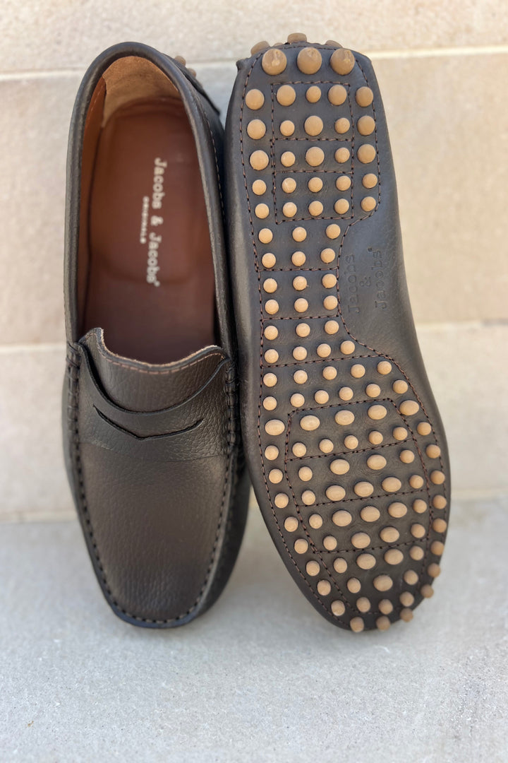 CALVI – Mocassins Bride Cuir – Homme – Marron