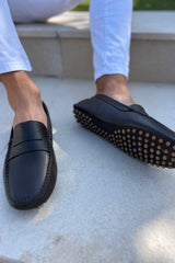 CALVI – Mocassins Bride Cuir – Homme – Marron