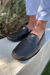 CALVI – Mocassins Bride Cuir – Homme – Marron