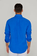 BARCLAY – Chemise Lin Manches longues Coupe droite – Homme – Bleu Royal
