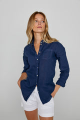BARCLAYW – Chemise Lin Manches longues Coupe slim – Femme – Bleu Marine