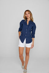 BARCLAYW – Chemise Lin Manches longues Coupe slim – Femme – Bleu Marine