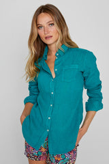 BARCLAYW – Chemise Lin Manches longues Coupe slim – Femme – Vert Bouteille