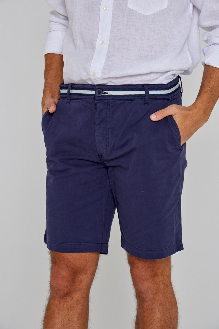 BENSON – Bermuda coton Coupe droite – Homme – Bleu Marine