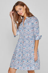 DAPHNÉ – Liberty dress 3/4 sleeves Fitted waist Flared hem – Women – Palmeira 035C
