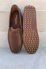 CALVI – Mocassins Bride Cuir – Homme – Café