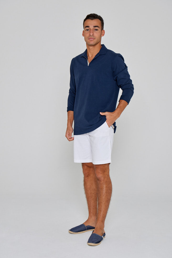 BARCLAY – Long-sleeved linen shirt, straight cut – Men’s – Havana