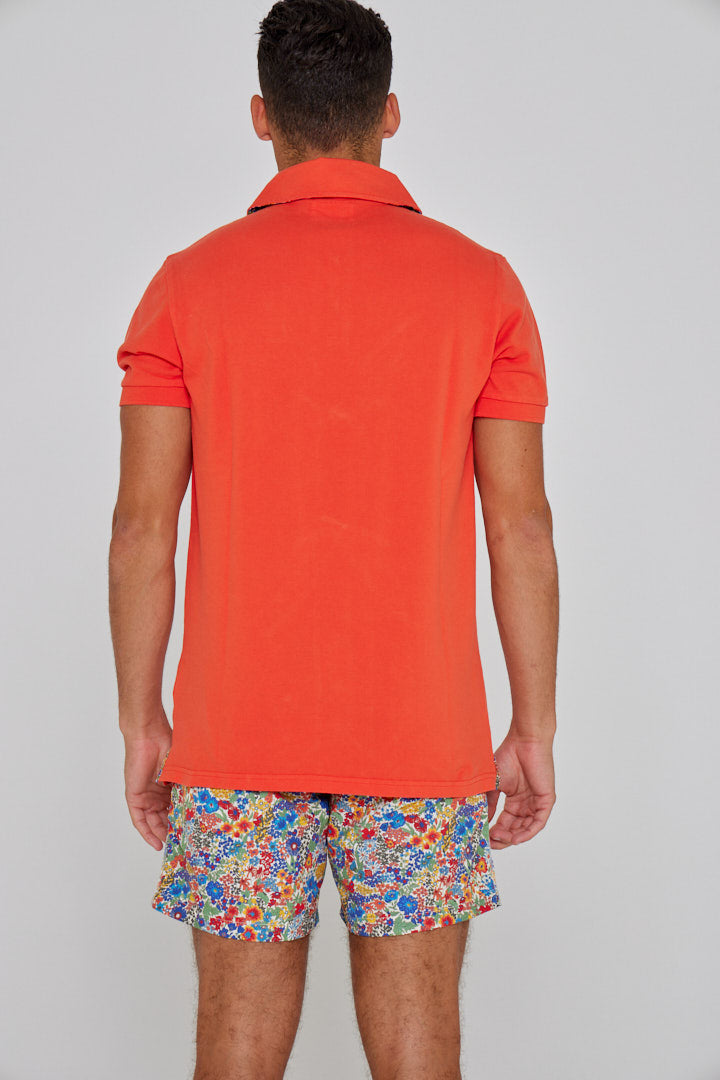 HARTLEYL - Polo coton Maille piquée Col Liberty Manches courtes Coupe droite - Homme - Orange