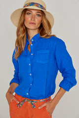 BARCLAYW – Chemise Lin Manches longues Coupe slim – Femme – Bleu royal