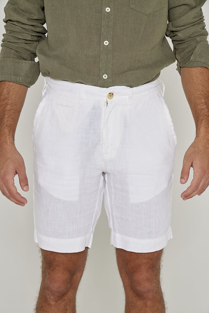 OTMANL – Bermuda Lin Coupe droite – Homme – Blanc