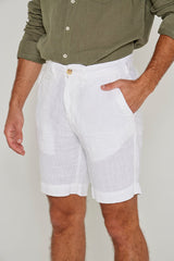 OTMANL – Bermuda Lin Coupe droite – Homme – Blanc