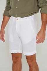 OTMANL – Bermuda Lin Coupe droite – Homme – Blanc