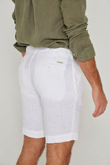 OTMANL – Bermuda Lin Coupe droite – Homme – Blanc