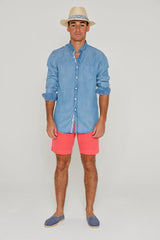 BARCLAY – Long-sleeved linen shirt, straight cut – Men’s – Havana