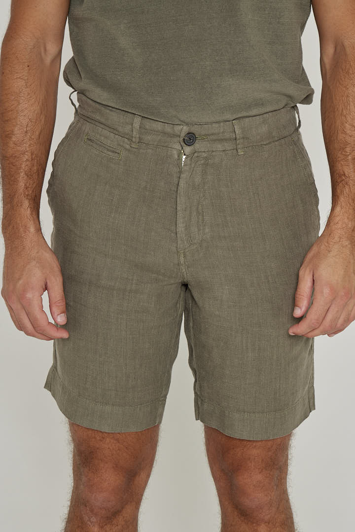 OTMANL – Bermuda Lin Coupe droite – Homme – Kaki
