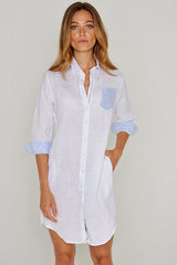 LAURENS – Tunique Lin Chiné Manches 3/4 Coupe évasée – Femme – Blanc