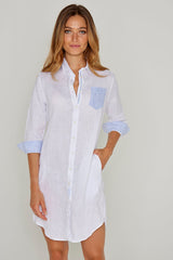 LAURENS – Tunique Lin Chiné Manches 3/4 Coupe évasée – Femme – Blanc