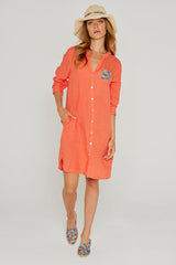 LAURENL – Opp.Liberty Linen Tunic 3/4 Sleeves Flared Cut – Women – Royal Blue/Mabelle 013K