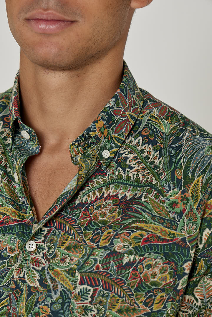 BARCLAY – Long-sleeved linen shirt, straight cut – Men’s – Havana