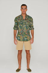 BARCLAY – Long-sleeved linen shirt, straight cut – Men’s – Havana