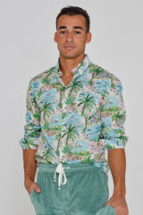 BARCLAY – Long-sleeved linen shirt, straight cut – Men’s – Havana