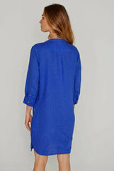LAURENL – Opp.Liberty Linen Tunic 3/4 Sleeves Flared Cut – Women – Royal Blue/Mabelle 013K