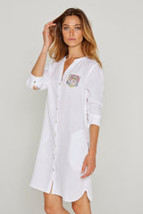 LAURENL – Opp.Liberty Linen Tunic 3/4 Sleeves Flared Cut – Women – Royal Blue/Mabelle 013K