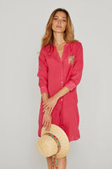 LAURENL – Opp.Liberty Linen Tunic 3/4 Sleeves Flared Cut – Women – Royal Blue/Mabelle 013K