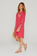 LAURENL – Opp.Liberty Linen Tunic 3/4 Sleeves Flared Cut – Women – Royal Blue/Mabelle 013K