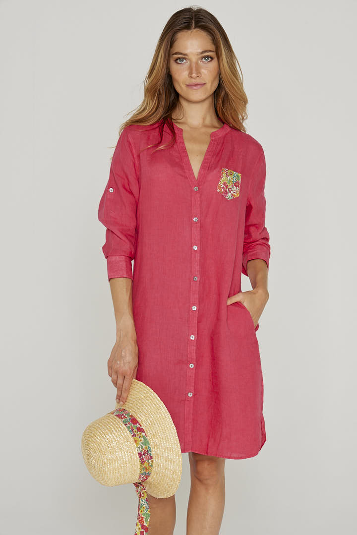 LAURENL – Opp.Liberty Linen Tunic 3/4 Sleeves Flared Cut – Women – Royal Blue/Mabelle 013K