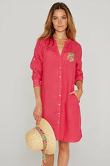 LAURENL – Opp.Liberty Linen Tunic 3/4 Sleeves Flared Cut – Women – Royal Blue/Mabelle 013K