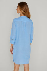 LAURENL – Opp.Liberty Linen Tunic 3/4 Sleeves Flared Cut – Women – Royal Blue/Mabelle 013K