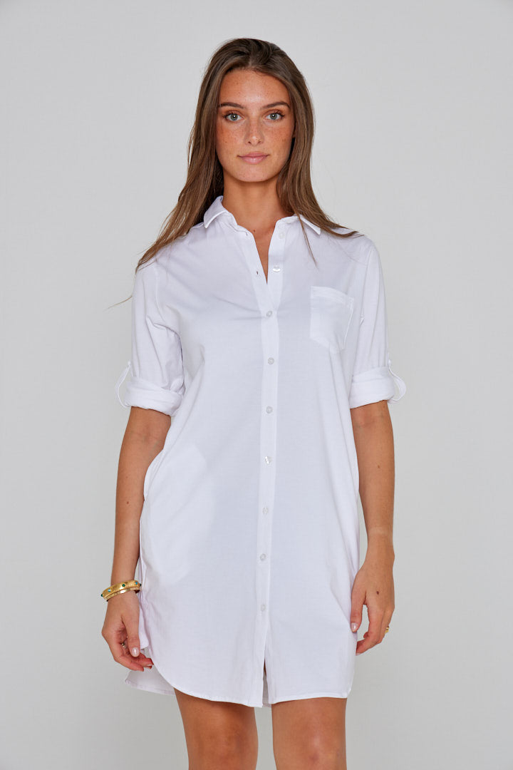 LAUREN – Linen Tunic 3/4 Sleeves Flared Cut – Women – Pink