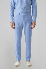 MARBELLA – Pantalon Lin & Coton – Homme - Bleu Ciel Chiné