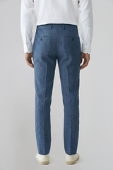 MARBELLA – Pantalon Lin & Coton – Homme - Bleu Marine Chiné