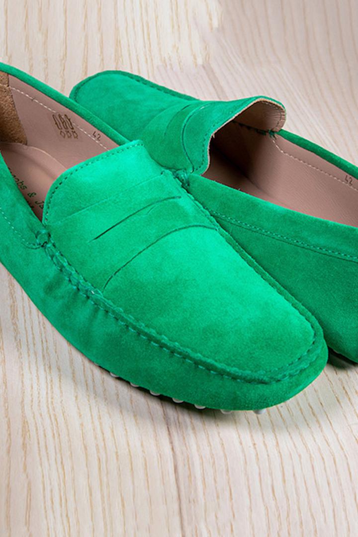 PROPRIANO Suede Calfskin Suede Loafers Men Mint Green 40 PROPRIANO Suede Calfskin Suede Loafers Men Mint Green 40