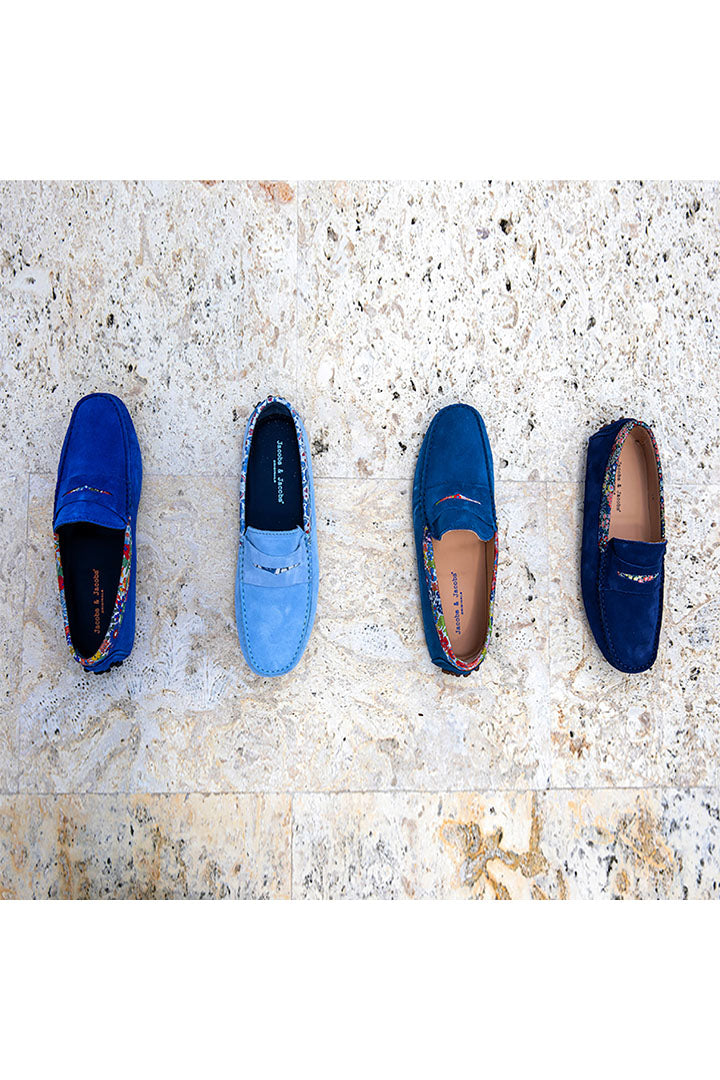 PROPRIANOL - Mocassins Bride Daim Veau Velours - Homme - Indigo