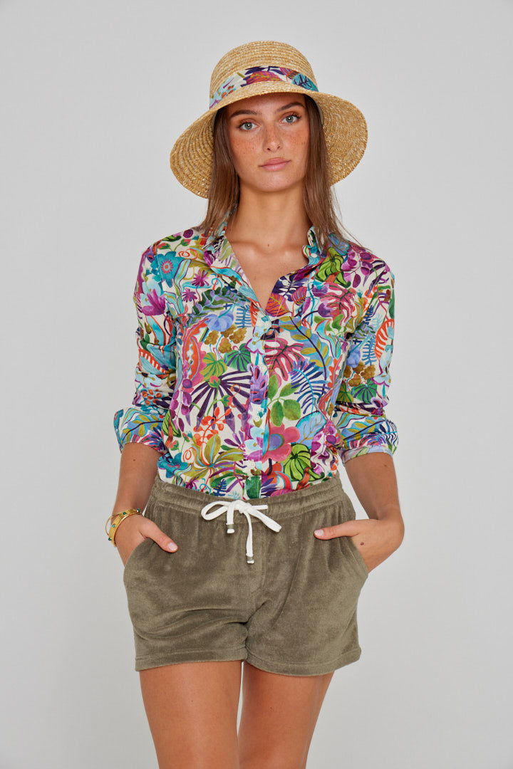 PAPAYO – Short coton Coupe droite – Femme – Kaki