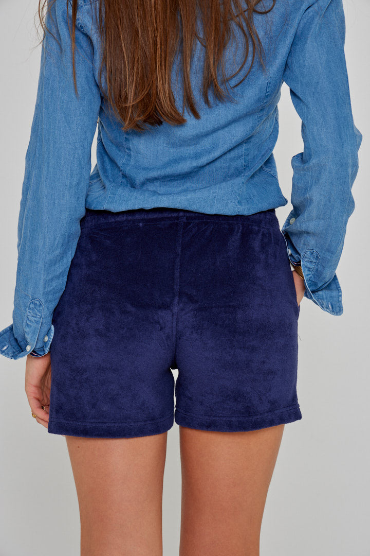 EMY – Stretch cotton shorts Slim fit – Women – Navy blue/Navy blue Gold
