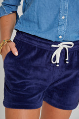 EMY – Stretch cotton shorts Slim fit – Women – Navy blue/Navy blue Gold